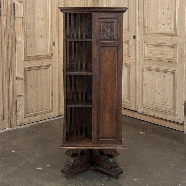 Late 19th Century 19th Century French Renaissance Revival Oak Revolving Bookcase For Sale - Image 5 of 17