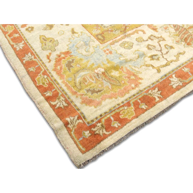 Traditional 1920s Turkish Oushak Rug For Sale - Image 3 of 6