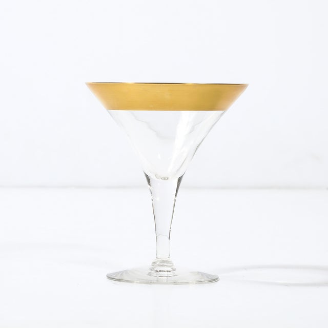 Set of Four 22 Karat Gold Gilt Rimmed Martini Glasses by Dorothy Thorpe For Sale In New York - Image 6 of 12