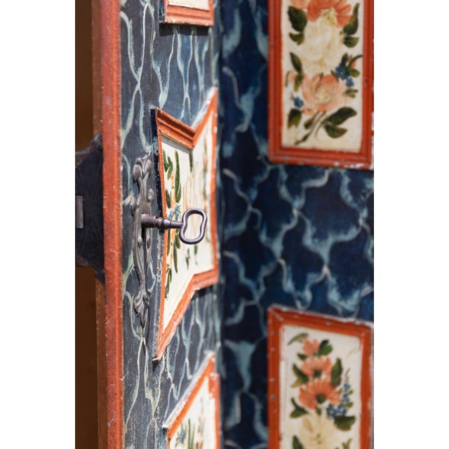 Antique Baroque Folk Art Hand-Painted Cabinet in Wood, Central Europe, 1865 For Sale - Image 12 of 18