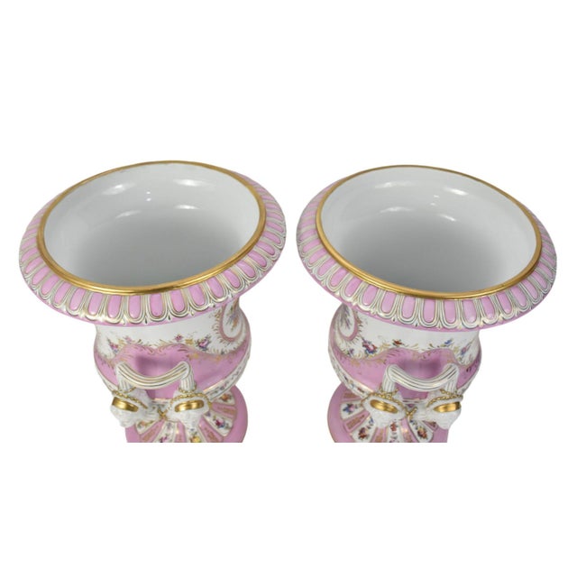 Victorian German Meissen Porcelain Painted & Gilt Gold Decorated Centerpiece Urn / Campana For Sale - Image 3 of 10