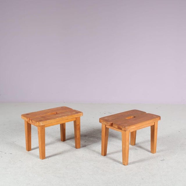 Pine Stools, Sweden, 1940s, Set of 2 For Sale - Image 3 of 14