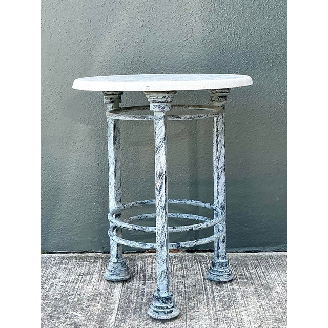 Vintage Postmodern Cast Aluminum Outdoor Side Table - 895 For Sale - Image 10 of 12