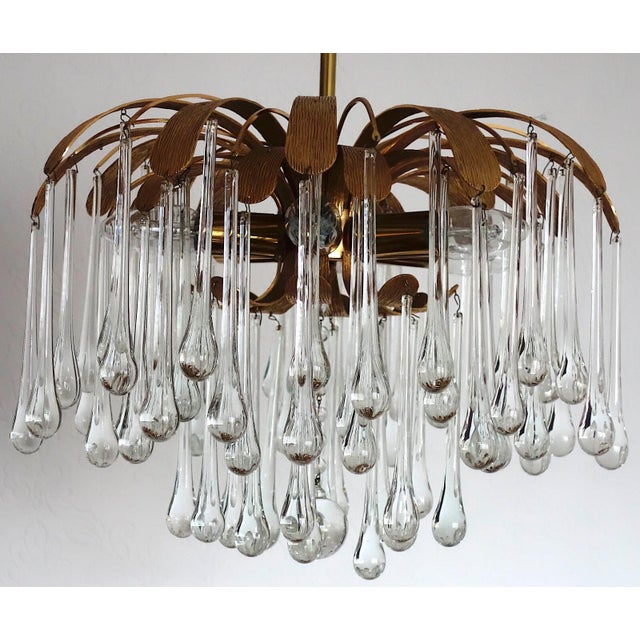 Brass and Crystal Drop Chandelier from Palwa, 1960s For Sale - Image 6 of 11