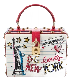 2018 Dolce & Gabbana Dg Loves Ny New York Top Handle Box Hand Bag Red Blue Crystals Trunk Vanity Case