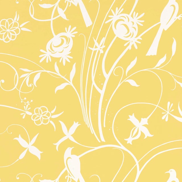 Schumacher Sky Meadow Wallpaper in Yellow For Sale