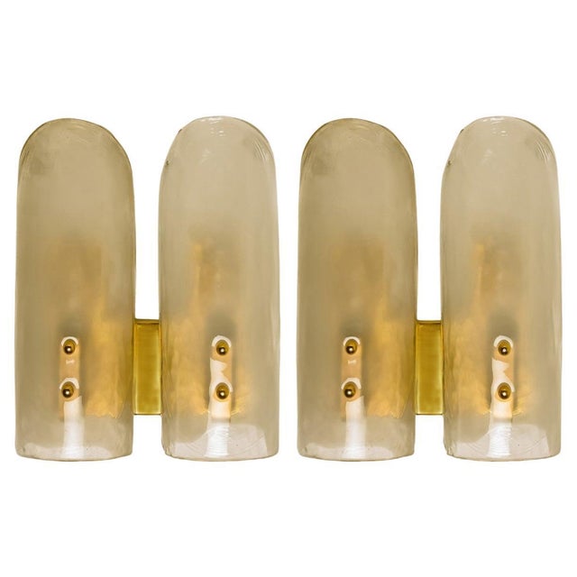 2-Shade Brass and Murano Glass Wall Lights attributed to J.T. Kalmar, 1960s, Set of 2 For Sale - Image 12 of 12
