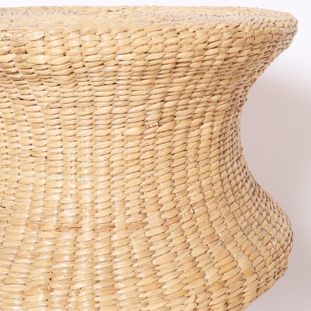 Wood Pair of Woven Reed Mid Century Style Stands For Sale - Image 7 of 8