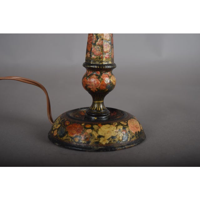 Antique Hand-Painted Kashmiri Wooden Table Lamp Base, 1910s For Sale - Image 10 of 16