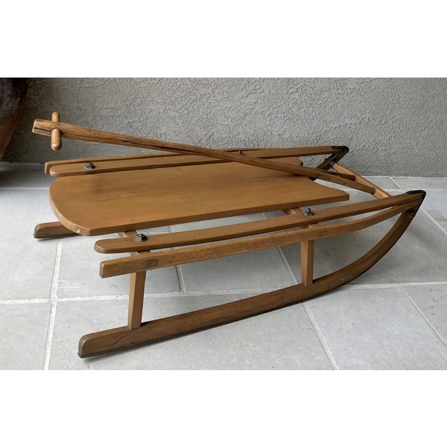 Circa 1920 Solid Hickory Wood & Metal Transport Sled With Moveable Pull Handle For Sale In Austin - Image 6 of 18