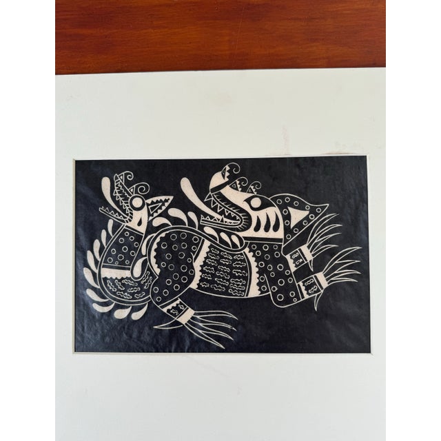 Signed 1970s Pedro Puerta "Dragon Number 3" 7/100 Wood Block Print For Sale - Image 4 of 12