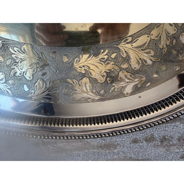 Monumental Silver Plate Reticulated Tray For Sale - Image 15 of 16
