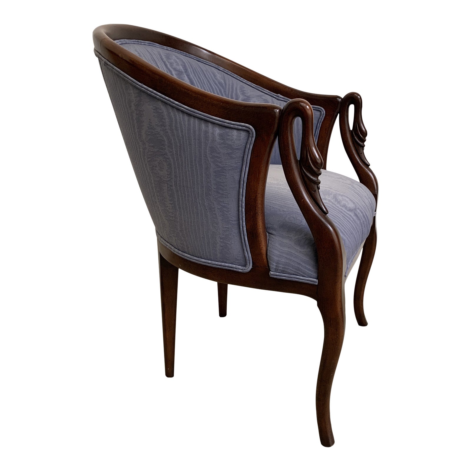 Vintage Barrel Chair With Carved Swan Arms Chairish
