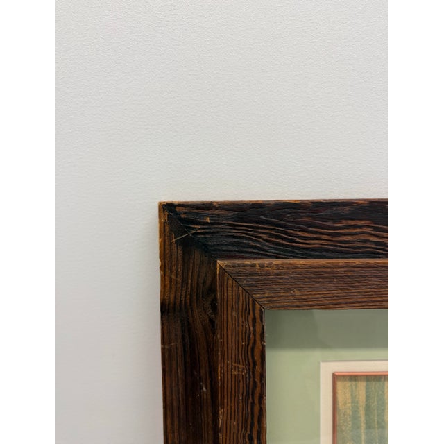 Wood 1970s Watercolor Painting of a Lighthouse Overlooking Sailboats in a Wood Frame For Sale - Image 7 of 10