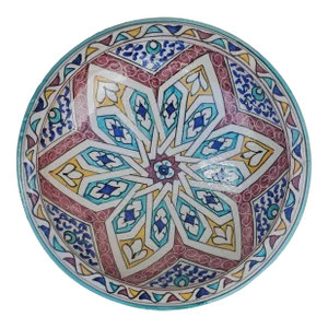 Moroccan Hand Painted Pottery Plate, Multi-Color