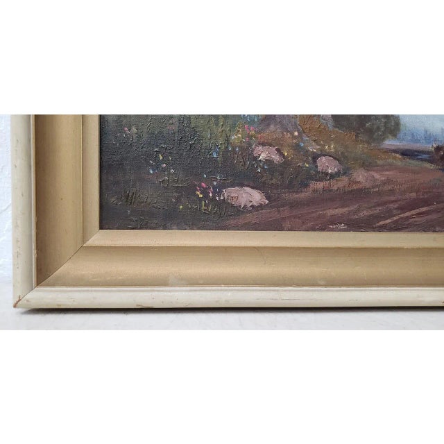 Western Mountain Landscape With Oxen Wagon 20th C. For Sale - Image 4 of 10