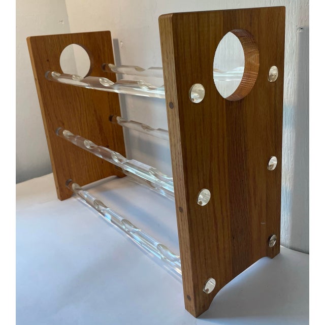 Mid 20th Century Vintage Lucite and Wood Mid Century 12 Bottle Wine Rack For Sale - Image 5 of 6