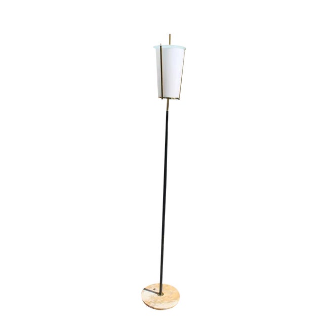Floor Lamp in Brass and Acrylic Glass from Stilnovo, 1950s For Sale