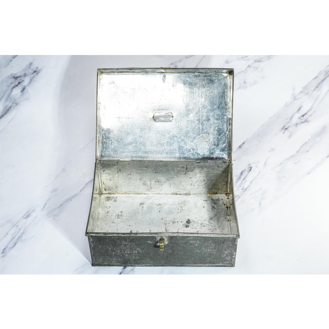 Timeworn Antique Metal Lock Box Storage Home Decor Rustic Industrial For Sale In New York - Image 6 of 12