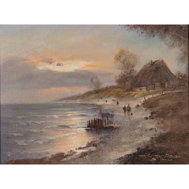 Dieter Lukas-Larsen, Evening Atmosphere, Original Painting, Late 20th-Century For Sale - Image 4 of 4