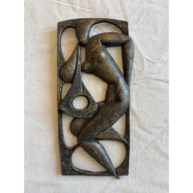 Striking abstract wall relief sculpture in a Brutalist style with strong influences of the Brussels School, produced in...