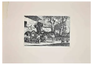 After Charles Coleman, Roman Countryside with the Carriage, Original Etching, 1992