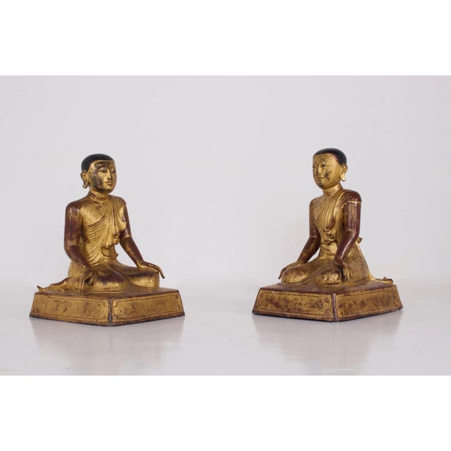 Burmese Artist, Worshipping Monk, 1800s, Gilded Bronze For Sale - Image 14 of 15