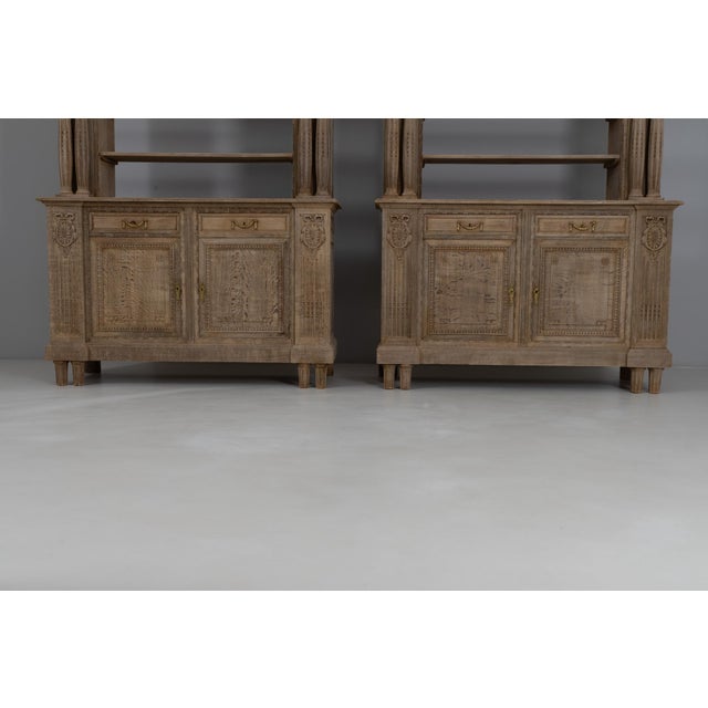 Wood 1910s Belgian Renaissance Revival Oak Cupboard With Carved Columns For Sale - Image 7 of 18