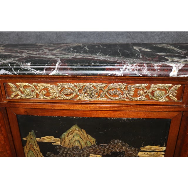 French Louis XVI Maison Forest Marble Top Cabinet With Inset Chinoiserie Panels For Sale In Philadelphia - Image 6 of 12