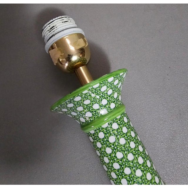 Ceramic / glazed table lamp with green webbing pattern 1980's Height 70 Width 48 cm Up to 250V (Europe/UK Standard).The...