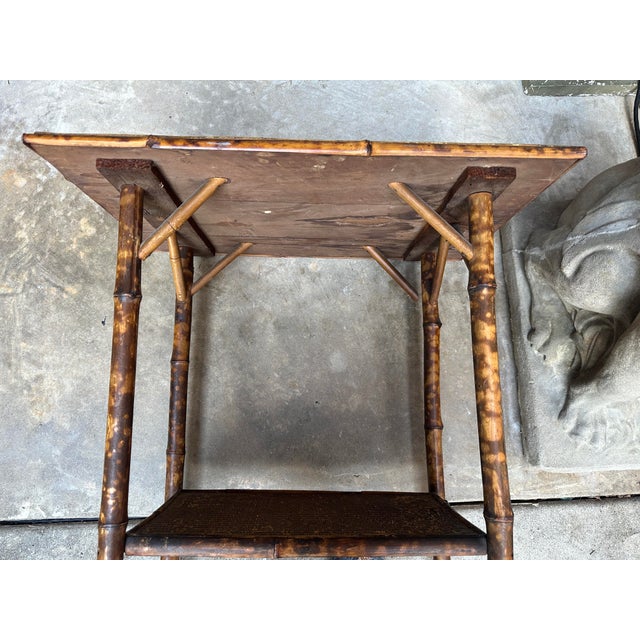 19th C Scorched Tortoise Bamboo Entry Console Table For Sale - Image 10 of 12