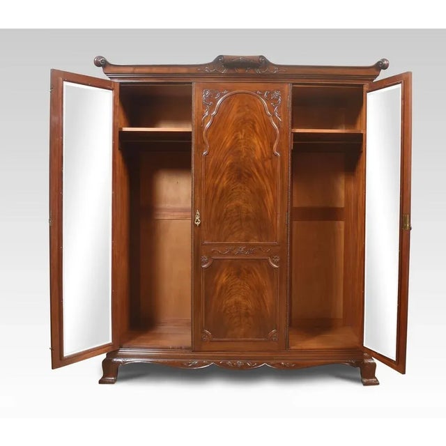 Mahogany Three Door Wardrobe, 1890s For Sale - Image 4 of 11