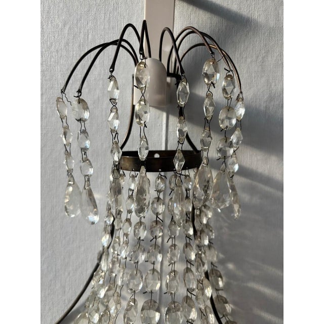 Vintage Empire Style Crystal Cascade Sconces – a Pair For Sale - Image 4 of 16