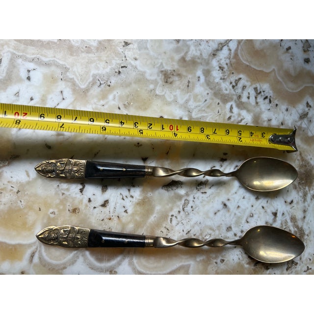 1970s 1970s Gothic Brass Thai Set of Turned Spoons - Set of 6 For Sale - Image 5 of 9
