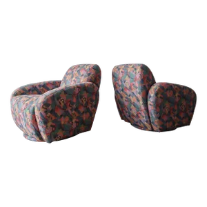 Pair of Post Modern Swivel Chairs by Kagan for Preview