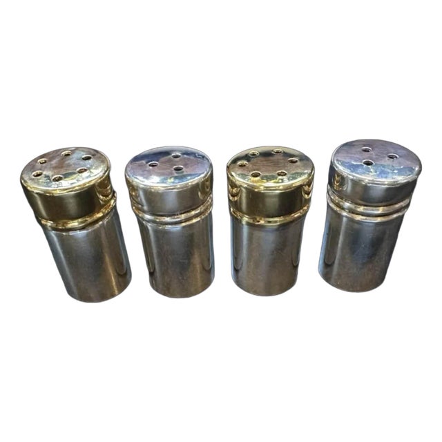 1990s Tiffany & Co. Salt Pepper Shakers with Box Sterling Silver- 4 Pieces For Sale