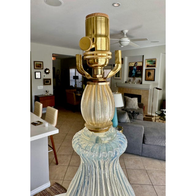 Murano Italian Blue Opalescent Table Lamp For Sale - Image 10 of 16