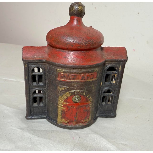 American Antique 1892 Kyser & Rex Cast Iron Mechanical Still Bank Presto Building 19th C. For Sale - Image 3 of 10