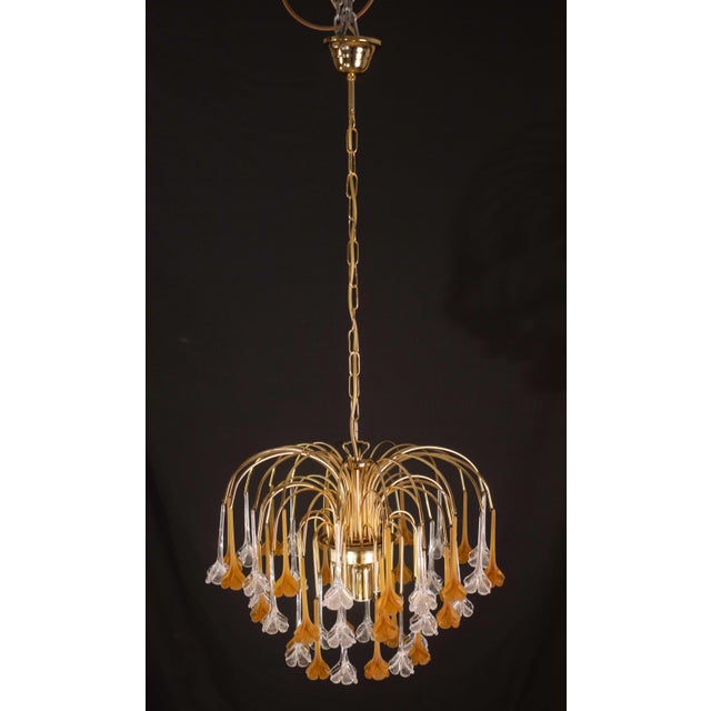 Lady Orange Chandelier With Orange & Transparent Pendants, Murano Glass, 1970s For Sale - Image 6 of 12