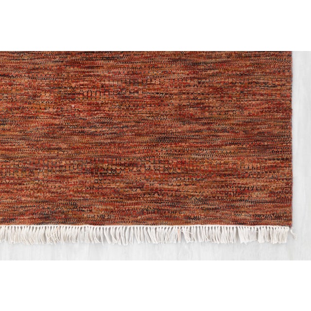 4' x 16' Savannah Hand Knotted Modern Red Rust Wool & Silk Rug For Sale - Image 4 of 18
