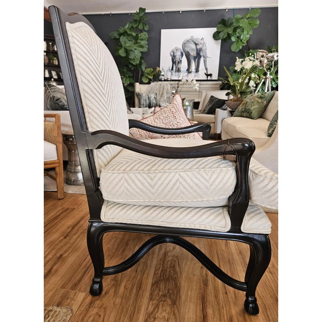 2010s Black & Ivory Bergere Lounge Chair For Sale - Image 5 of 8