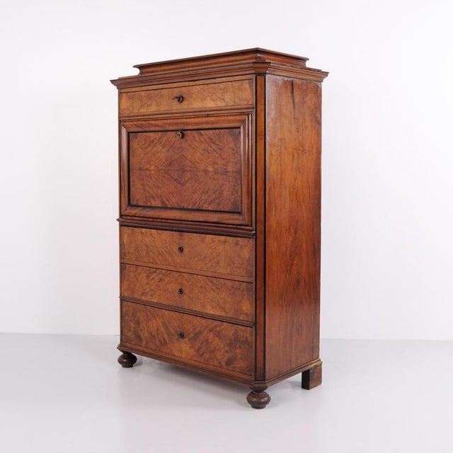Antique Mahogany Secretaire with Four Drawers, 1840s For Sale - Image 11 of 14