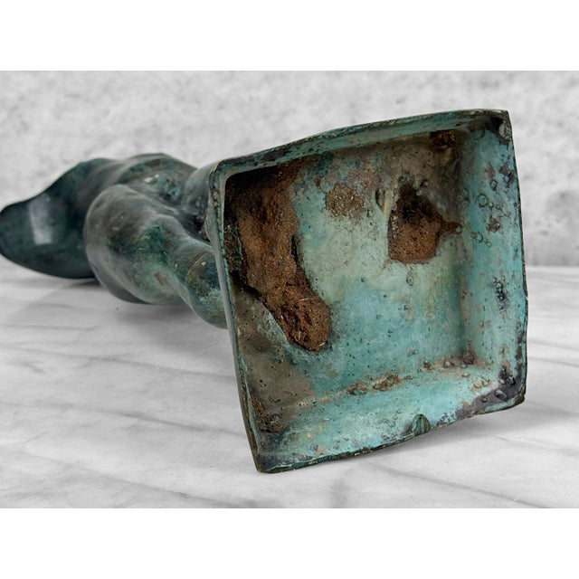 Vintage 16" Italian Grand Tour Style Bronze Verdigris Nude Torso Sculpture For Sale - Image 10 of 10