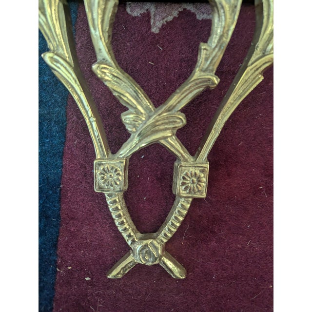 Vintage Chelsea House Polished Brass Laurel Leaves and Wood Decorative Wall Brackets- A Pair For Sale - Image 10 of 17
