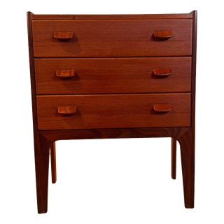 Vintage Danish Teak Nightstand with Three Drawers, 1960s For Sale
