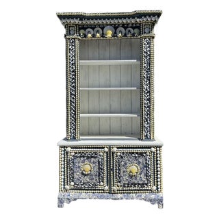Vintage Shell Encrusted Tall Etagere For Sale