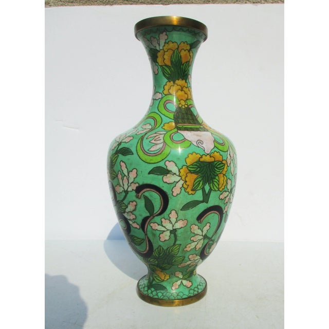 Chinese Vintage 1970s Chinese Enamel Vase For Sale - Image 3 of 9