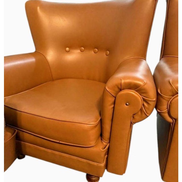 A Pair of Vintage 1935 Frits Henningsen Style Wingback Armchairs. For Sale - Image 4 of 10