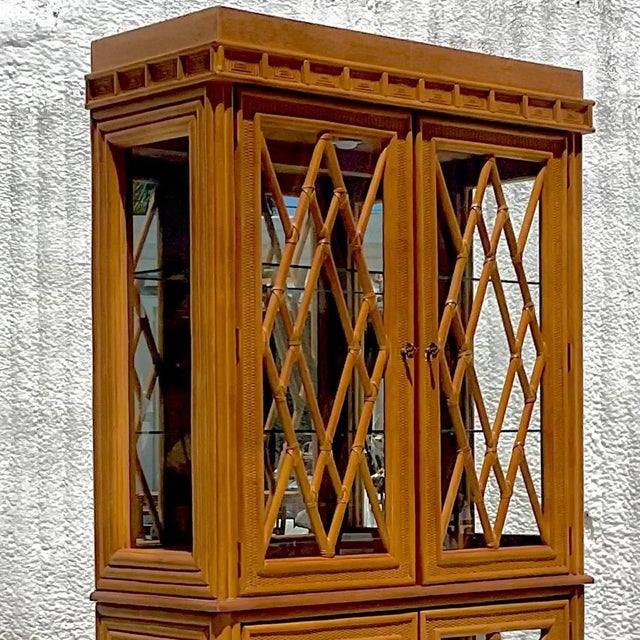 Late 20th Century Vintage Coastal Chinese Chippendale Cabinet For Sale - Image 10 of 12