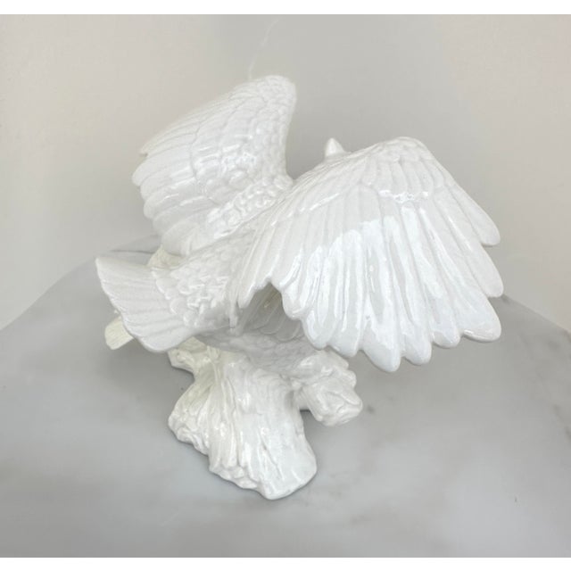 Mid-Century Modern Vintage Ceramic White Owls on Branch For Sale - Image 3 of 7